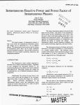 Instantaneous Reactive Power and Power Factor of