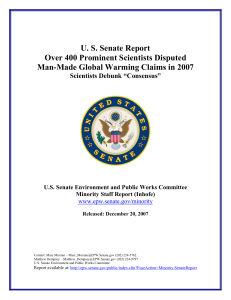 U. S. Senate Report Over 400 Prominent Scientists Disputed Man