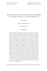 The Rise of Modern Science and the Decline of Theology as the