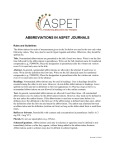 ABBREVIATIONS IN ASPET JOURNALS