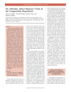 Do Attitudes Affect Memory? Tests of the Congeniality Hypothesis