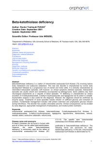 Beta-ketothiolase deficiency