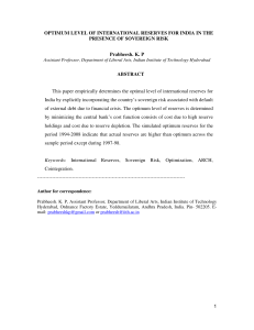 OPTIMUM LEVEL OF INTERNATIONAL RESERVES FOR