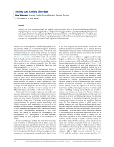 Anxiety and Anxiety Disorders - SciTech Connect