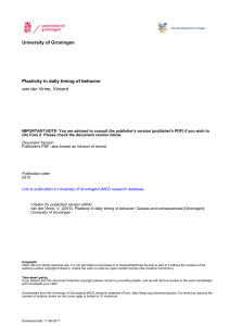 University of Groningen Plasticity in daily timing of behavior van der