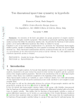 Two-dimensional space-time symmetry in hyperbolic functions