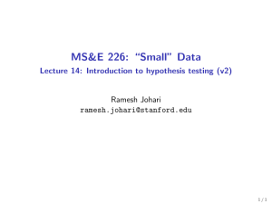 Lecture 14: Introduction to hypothesis testing