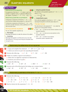 20 Quadratic equations - Pearson Schools and FE Colleges