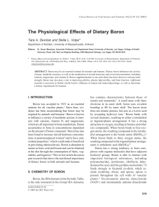 The Physiological Effects of Dietary Boron