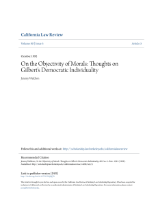 On the Objectivity of Morals - Berkeley Law Scholarship Repository