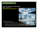 Lecture 21: Glaciers and Paleoclimate Read: Chapter 15 Homework