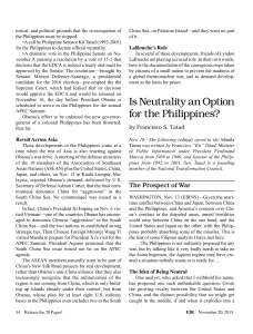 Is Neutrality an Option for the Philippines? by Francisco S. Tatad