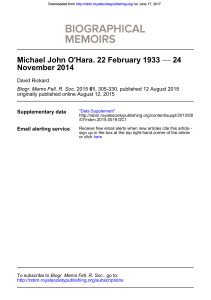 Michael John O`Hara. 22 February 1933