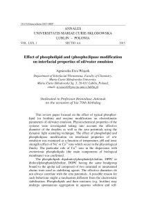 Effect of phospholipid and (phospho)lipase - Annales UMCS