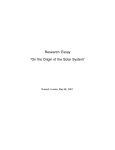 Research Essay “On the Origin of the Solar System”