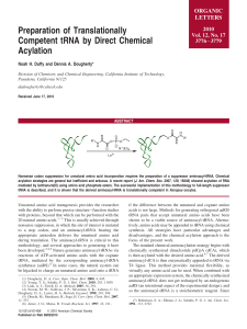 Preparation of Translationally Competent tRNA by Direct Chemical