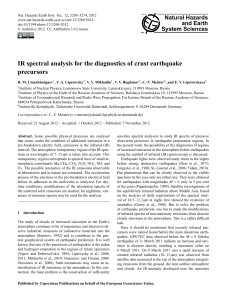 IR spectral analysis for the diagnostics of crust earthquake