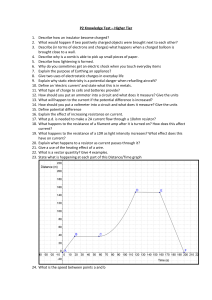 P2 Knowledge Test – Higher Tier 1. Describe how an insulator