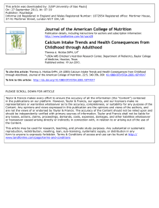 Journal of the American College of Nutrition Calcium