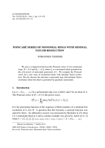 poincar ´e series of monomial rings with minimal taylor resolution