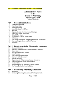 Administrative Rules of the Board of Pharmacy
