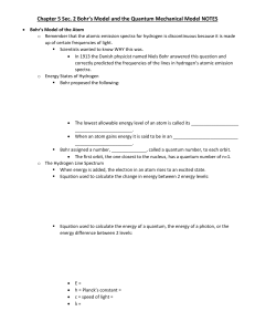 Chapter 5 Sec. 2 Bohr`s Model and the Quantum Mechanical Model