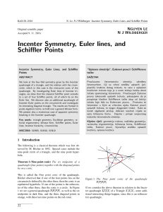 Incenter Symmetry, Euler lines, and Schiffler Points