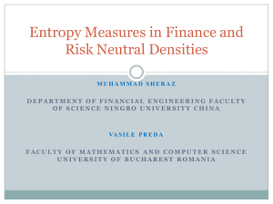 Entropy Measures in Finance and Risk Neutral Densities