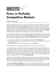 Firms in Perfectly Competitive Markets