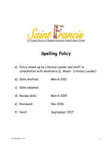 Spelling Policy - St Francis CofE Primary School