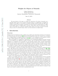 Weights for Objects of Monoids