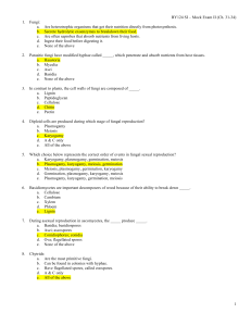 BY124 SI – Mock Exam II (Ch. 31-34) 1 1. Fungi: a. Are