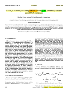 Allicin, a naturally occurring antibiotic from garlic, specifically inhibits