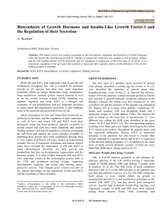 Biosynthesis of Growth Hormone and Insulin-Like Growth Factor