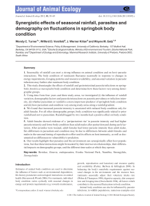 Synergistic effects of seasonal rainfall, parasites and demography