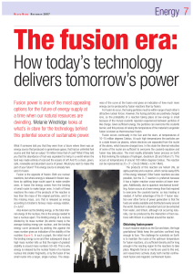 How today`s technology delivers tomorrow`s power