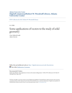 Some applications of vectors to the study of solid geometry