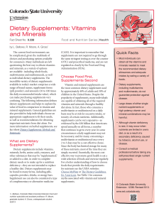 Dietary Supplements: Vitamins and Minerals