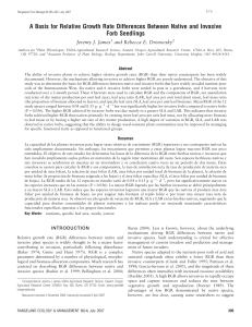 A Basis for Relative Growth Rate Differences Between Native and