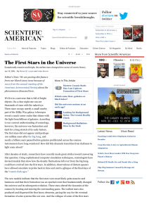 The First Stars in the Universe - Scientific American
