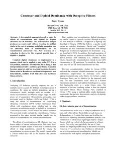 Crossover and Diploid Dominance with Deceptive Fitness