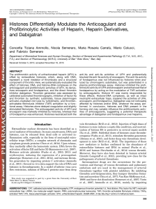 Histones Differentially Modulate the Anticoagulant and
