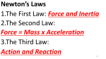 Newton`s Laws 1.The First Law: Force and Inertia 2.The Second Law