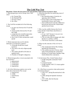 The Cold War Test - History and Social Studies