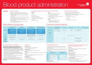 Blood product administration - The Royal Children`s Hospital