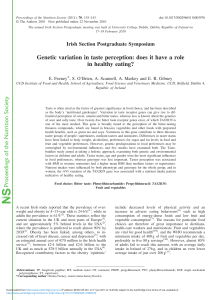 Proceedings of the Nutrition Society Genetic variation in taste