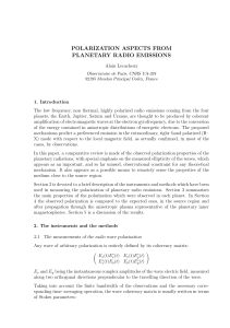 POLARIZATION ASPECTS FROM PLANETARY RADIO EMISSIONS