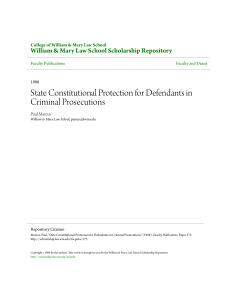 State Constitutional Protection for Defendants in Criminal Prosecutions
