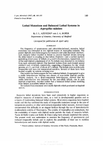 Lethal Mutations and Balanced Lethal Systems in