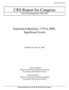 American Federalism, 1776 to 2000: Significant Events